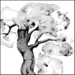 Logo à l'encre de chine représentant un arbre